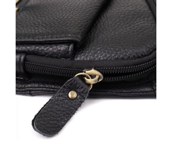 Купить Мужская сумка через плечо из зернистой натуральной кожи Vintage 22964 Черный, фото , изображение 7, характеристики, отзывы