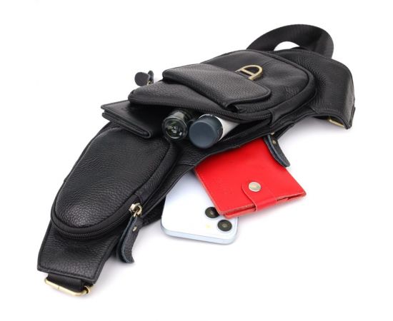 Купить Мужская сумка через плечо из зернистой натуральной кожи Vintage 22964 Черный, фото , изображение 8, характеристики, отзывы