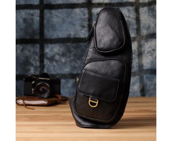 Купить Мужская сумка через плечо из зернистой натуральной кожи Vintage 22964 Черный, фото , изображение 9, характеристики, отзывы