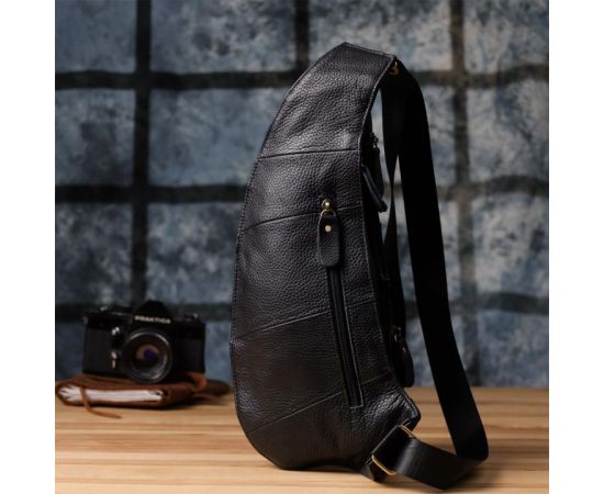Купить Мужская сумка через плечо из зернистой натуральной кожи Vintage 22964 Черный, фото , изображение 10, характеристики, отзывы