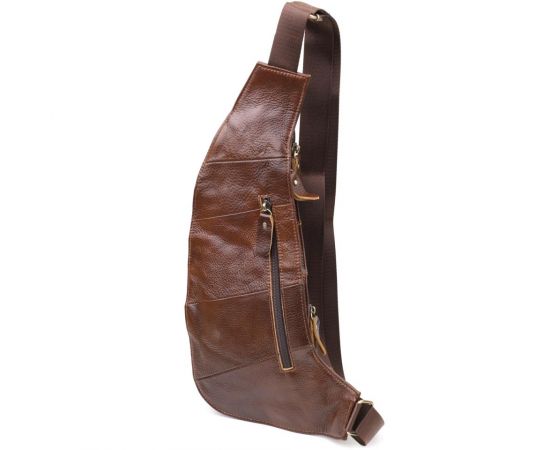 Купить Мужская сумка через плечо из гладкой натуральной кожи Vintage 22965 Коричневый, фото , изображение 2, характеристики, отзывы