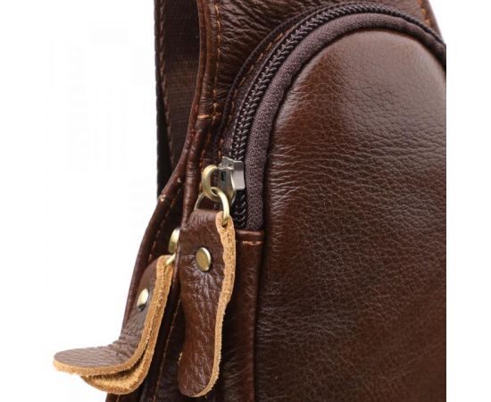Купить Мужская сумка через плечо из гладкой натуральной кожи Vintage 22965 Коричневый, фото , изображение 5, характеристики, отзывы