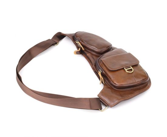 Купить Мужская сумка через плечо из гладкой натуральной кожи Vintage 22965 Коричневый, фото , изображение 6, характеристики, отзывы