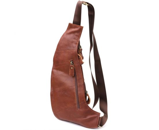 Купить Мужская сумка через плечо из зернистой натуральной кожи Vintage 22966 Коричневый, фото , изображение 2, характеристики, отзывы