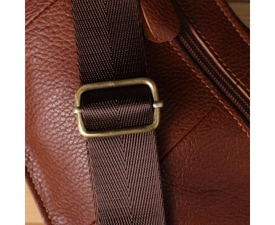 Купить Мужская сумка через плечо из зернистой натуральной кожи Vintage 22966 Коричневый, фото , изображение 11, характеристики, отзывы