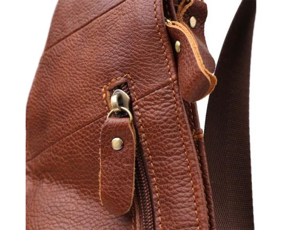 Купить Мужская сумка через плечо из зернистой натуральной кожи Vintage 22966 Коричневый, фото , изображение 5, характеристики, отзывы