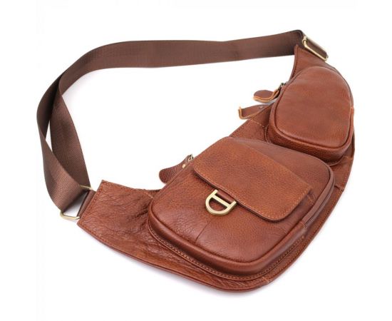 Купить Мужская сумка через плечо из зернистой натуральной кожи Vintage 22966 Коричневый, фото , изображение 6, характеристики, отзывы