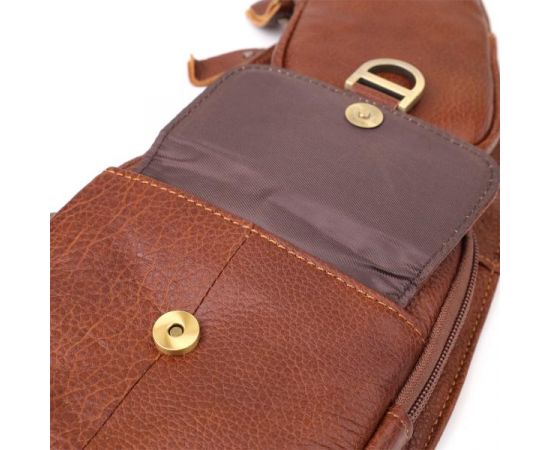 Купить Мужская сумка через плечо из зернистой натуральной кожи Vintage 22966 Коричневый, фото , изображение 7, характеристики, отзывы