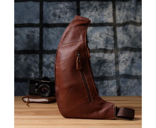 Купить Мужская сумка через плечо из зернистой натуральной кожи Vintage 22966 Коричневый, фото , изображение 10, характеристики, отзывы