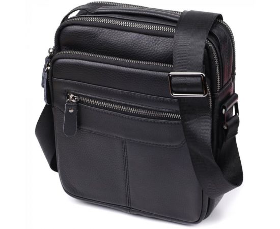 Придбати Вертикальная мужская сумка из натуральной кожи Vintage 22967 Черный, image , характеристики, відгуки