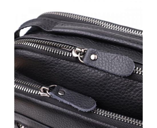 Придбати Вертикальная мужская сумка из натуральной кожи Vintage 22967 Черный, image , зображення 6, характеристики, відгуки