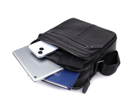 Придбати Вертикальная мужская сумка из натуральной кожи Vintage 22967 Черный, image , зображення 8, характеристики, відгуки