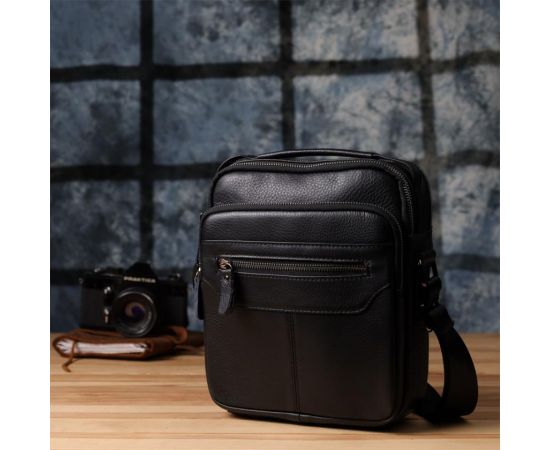 Придбати Вертикальная мужская сумка из натуральной кожи Vintage 22967 Черный, image , зображення 9, характеристики, відгуки