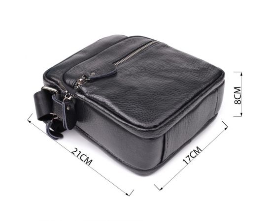 Купить Мужская сумка на плечо из натуральной кожи Vintage 23020 Черный, фото , изображение 3, характеристики, отзывы