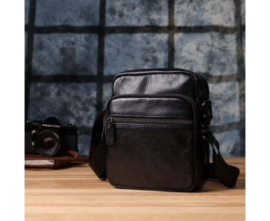 Купить Мужская сумка на плечо из натуральной кожи Vintage 23020 Черный, фото , изображение 9, характеристики, отзывы