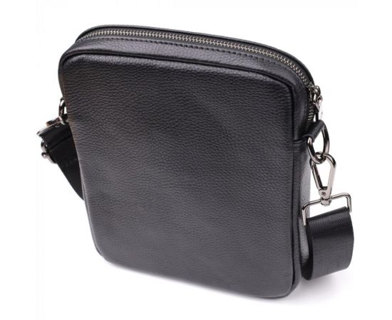 Купить Компактная мужская сумка на плечо из натуральной кожи Vintage 23021 Черный, фото , изображение 2, характеристики, отзывы
