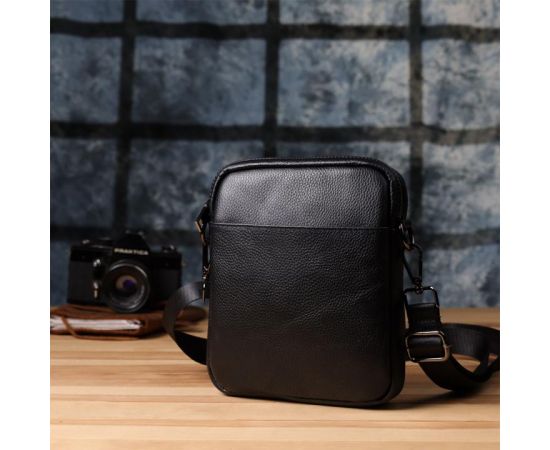 Купить Компактная мужская сумка на плечо из натуральной кожи Vintage 23021 Черный, фото , изображение 9, характеристики, отзывы
