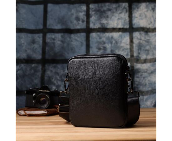 Купить Компактная мужская сумка на плечо из натуральной кожи Vintage 23021 Черный, фото , изображение 10, характеристики, отзывы