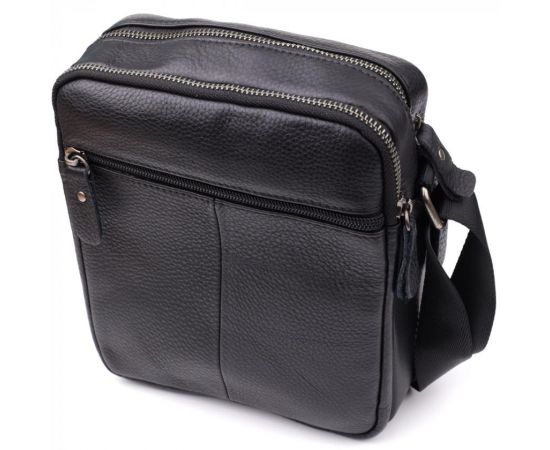 Придбати Вместительная мужская сумка на плечо из натуральной кожи Vintage 23022 Черный, image , зображення 2, характеристики, відгуки