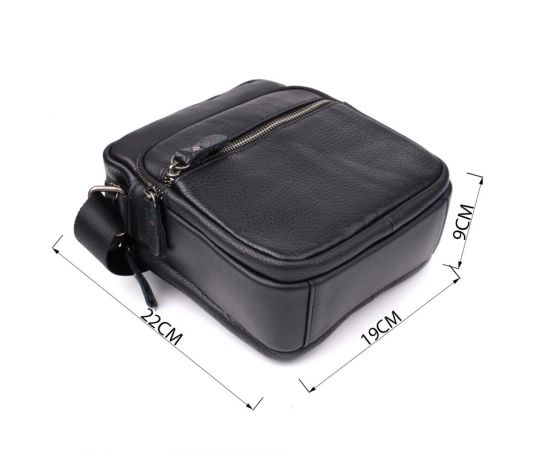 Придбати Вместительная мужская сумка на плечо из натуральной кожи Vintage 23022 Черный, image , зображення 3, характеристики, відгуки