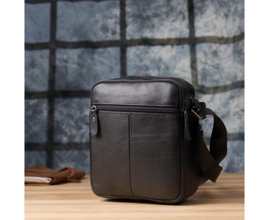 Придбати Вместительная мужская сумка на плечо из натуральной кожи Vintage 23022 Черный, image , зображення 9, характеристики, відгуки