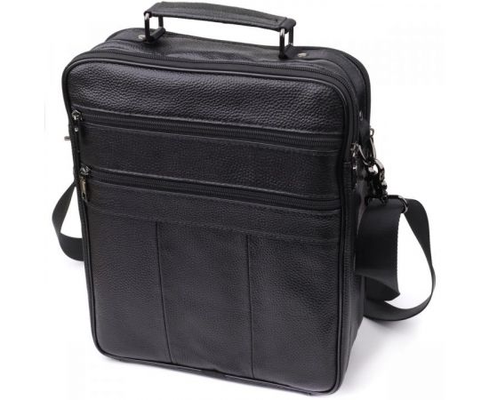 Купить Вместительная мужская сумка с ручкой для переноса в руке из натуральной кожи Vintage 23023 Черный, фото , изображение 2, характеристики, отзывы