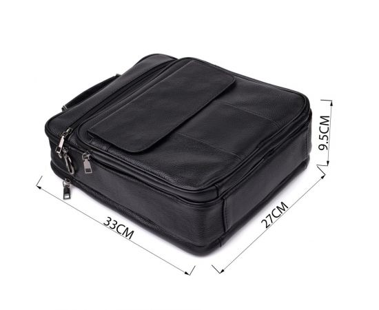 Купить Вместительная мужская сумка с ручкой для переноса в руке из натуральной кожи Vintage 23023 Черный, фото , изображение 3, характеристики, отзывы