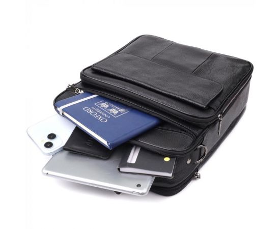 Купить Вместительная мужская сумка с ручкой для переноса в руке из натуральной кожи Vintage 23023 Черный, фото , изображение 9, характеристики, отзывы