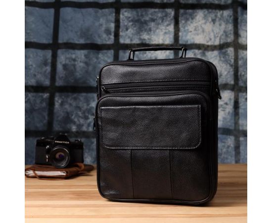 Купить Вместительная мужская сумка с ручкой для переноса в руке из натуральной кожи Vintage 23023 Черный, фото , изображение 10, характеристики, отзывы
