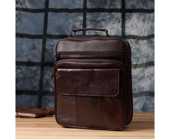 Купить Мужская сумка с ручкой для переноса в руке из натуральной кожи Vintage 23024 Коричневый, фото , изображение 11, характеристики, отзывы