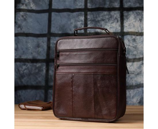 Купить Мужская сумка с ручкой для переноса в руке из натуральной кожи Vintage 23024 Коричневый, фото , изображение 12, характеристики, отзывы