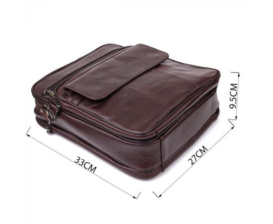 Купить Мужская сумка с ручкой для переноса в руке из натуральной кожи Vintage 23024 Коричневый, фото , изображение 3, характеристики, отзывы