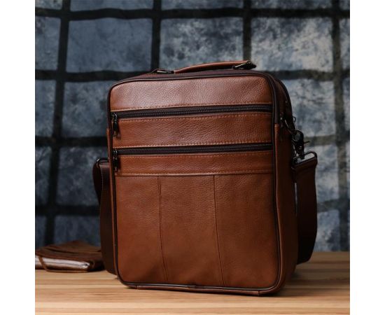 Купить Мужская сумка с ручкой для переноса в руке из натуральной кожи Vintage 23025 Светло-коричневый, фото , изображение 11, характеристики, отзывы