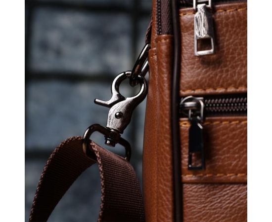 Купить Мужская сумка с ручкой для переноса в руке из натуральной кожи Vintage 23025 Светло-коричневый, фото , изображение 12, характеристики, отзывы
