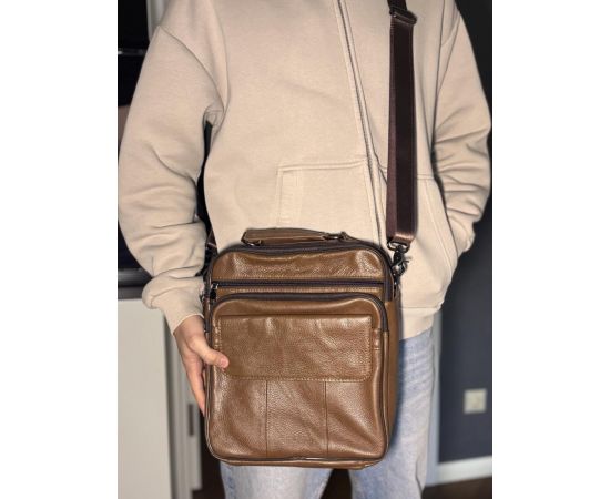 Купить Мужская сумка с ручкой для переноса в руке из натуральной кожи Vintage 23025 Светло-коричневый, фото , изображение 13, характеристики, отзывы