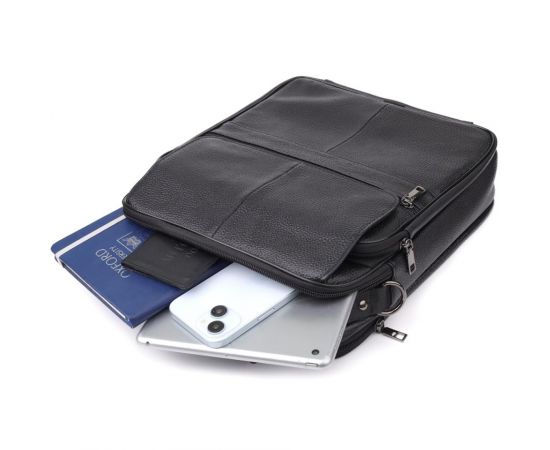 Купить Мужская сумка с ручкой для переноса в руке из натуральной кожи Vintage 23026 Черный, фото , изображение 9, характеристики, отзывы