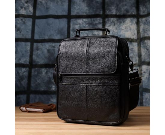 Купить Мужская сумка с ручкой для переноса в руке из натуральной кожи Vintage 23026 Черный, фото , изображение 10, характеристики, отзывы