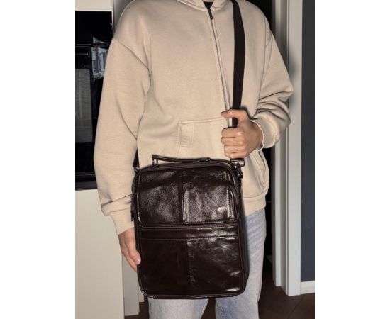 Придбати Деловая мужская сумка из натуральной кожи Vintage 23027 Коричневый, image , зображення 12, характеристики, відгуки