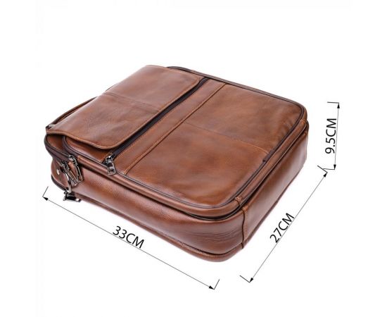 Купить Сумка для мужчин с ручкой для переноса в руке из натуральной кожи Vintage 23028 Коричневый, фото , изображение 3, характеристики, отзывы