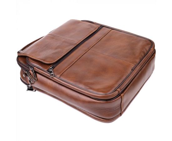 Купить Сумка для мужчин с ручкой для переноса в руке из натуральной кожи Vintage 23028 Коричневый, фото , изображение 5, характеристики, отзывы