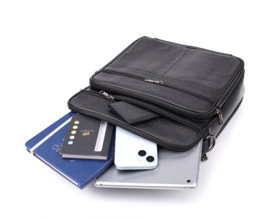 Придбати Сумка мужская с ручкой для переноса в руке из натуральной кожи Vintage 23029 Черный, image , зображення 8, характеристики, відгуки