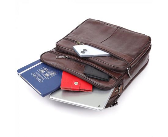 Купить Сумка мужская с ручкой для переноса в руке из натуральной кожи Vintage 23030 Коричневый, фото , изображение 8, характеристики, отзывы