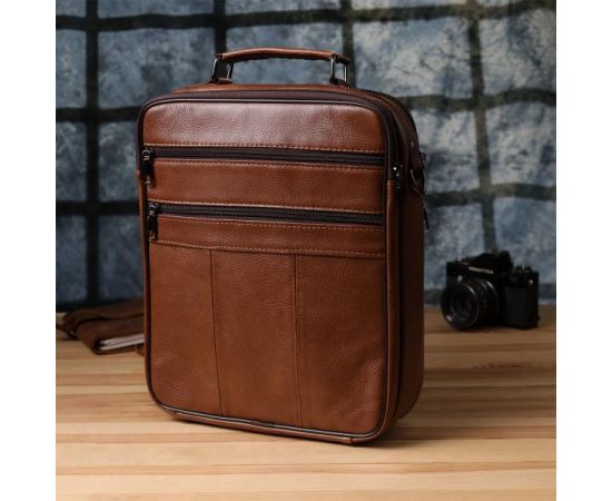 Купить Сумка мужская с ручкой для переноса в руке из натуральной кожи Vintage 23031 Светло-коричневый, фото , изображение 11, характеристики, отзывы