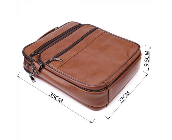 Купить Сумка мужская с ручкой для переноса в руке из натуральной кожи Vintage 23031 Светло-коричневый, фото , изображение 3, характеристики, отзывы