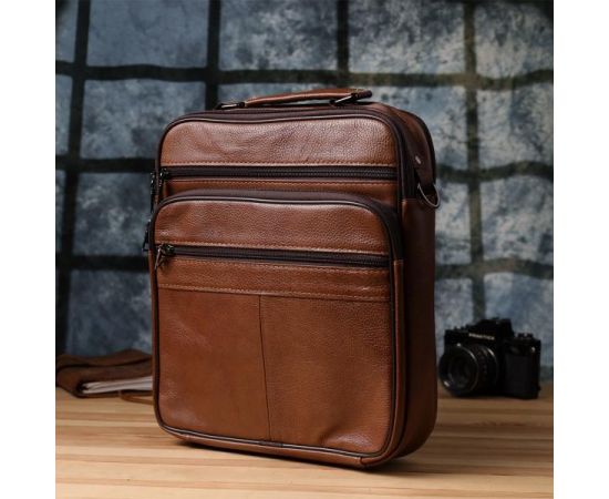 Купить Сумка мужская с ручкой для переноса в руке из натуральной кожи Vintage 23031 Светло-коричневый, фото , изображение 10, характеристики, отзывы
