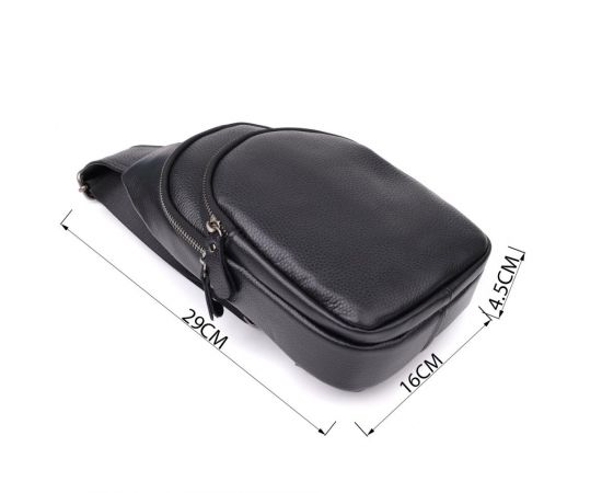 Купить Мужская сумка через плечо из натуральной кожи Vintage 23032 Черный, фото , изображение 3, характеристики, отзывы