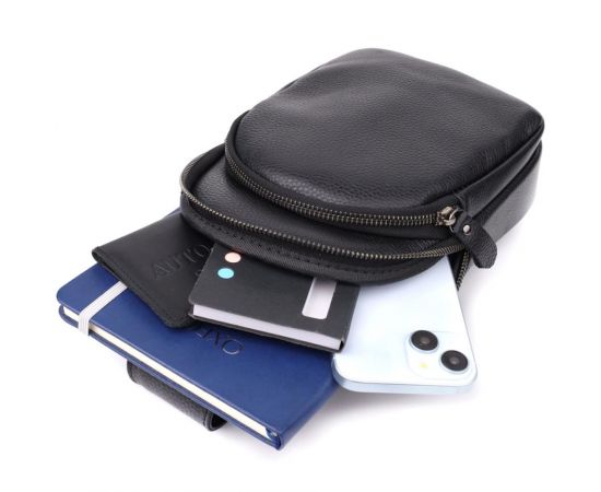 Купить Мужская сумка через плечо из натуральной кожи Vintage 23032 Черный, фото , изображение 7, характеристики, отзывы