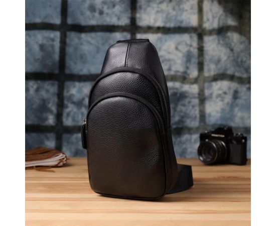 Купить Мужская сумка через плечо из натуральной кожи Vintage 23032 Черный, фото , изображение 8, характеристики, отзывы