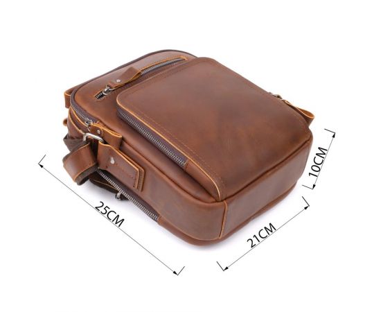 Купить Мужская деловая сумка с ручкой для переноса в руке из натуральной кожи Vintage 23033 Коричневый, фото , изображение 3, характеристики, отзывы