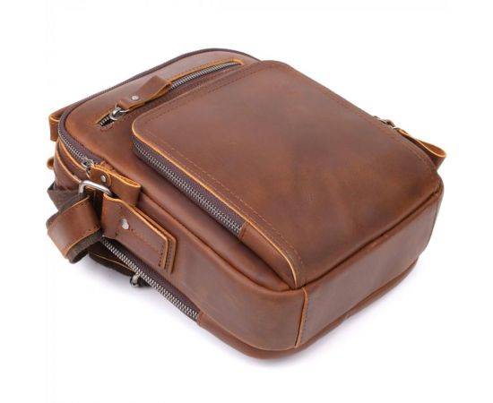 Купить Мужская деловая сумка с ручкой для переноса в руке из натуральной кожи Vintage 23033 Коричневый, фото , изображение 5, характеристики, отзывы